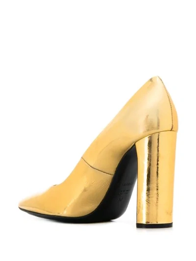 Shop Casadei Metallic Pointed Toe Pumps In Gold