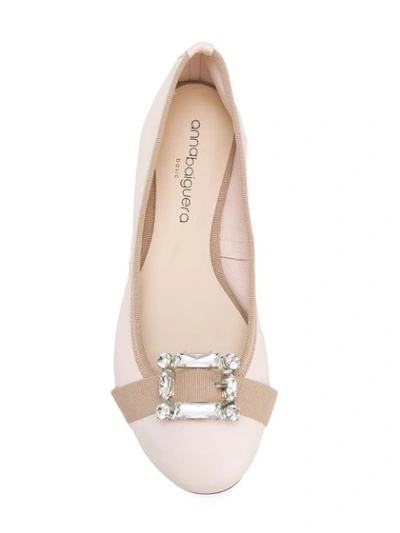 Shop Anna Baiguera Gemstone Buckle Ballerinas In Neutrals