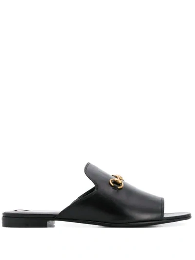 Shop Gucci Slip-on Horsebit Buckle Sandals In Black