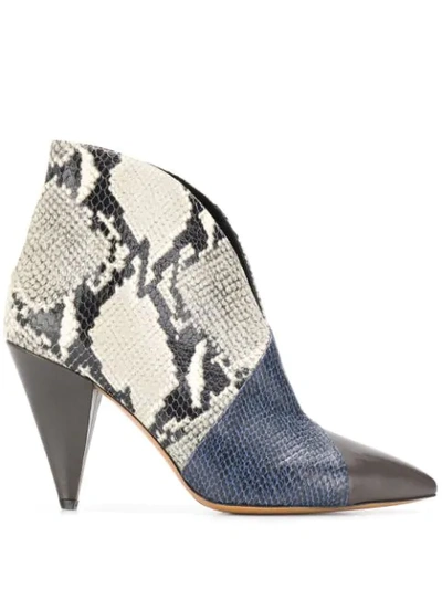 Shop Isabel Marant Archenn Python Print Ankle Boots In Blue