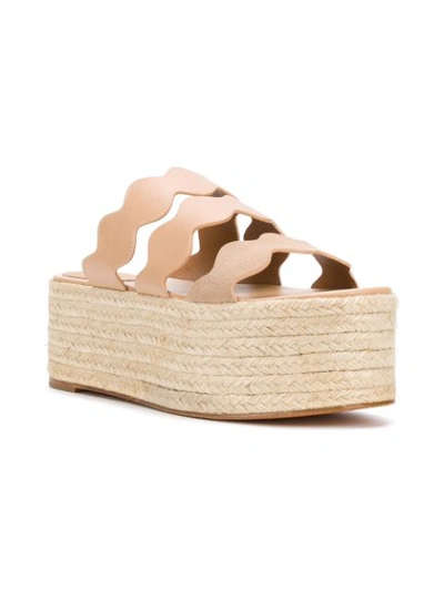 Shop Chloé Lauren Flatform Sandals In Neutrals