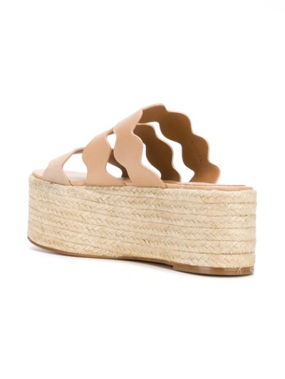 Shop Chloé Lauren Flatform Sandals In Neutrals