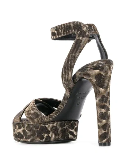 Shop Casadei Leopard Heeled Sandals In Brown