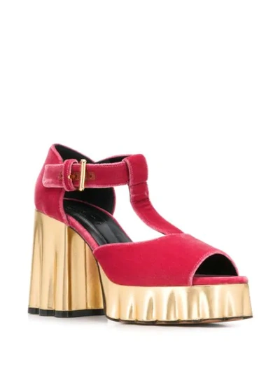 Shop Marni Platform T-bar Sandals In Pink