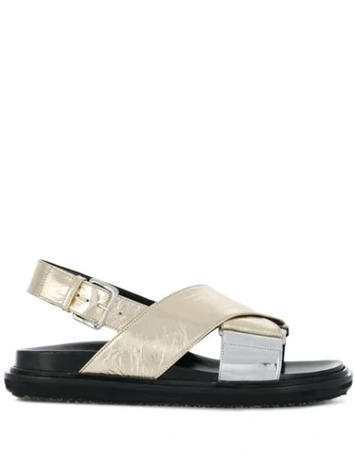 Shop Marni Fussbett Sandals In Metallic