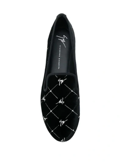 Shop Giuseppe Zanotti Embroidered Slippers In Black