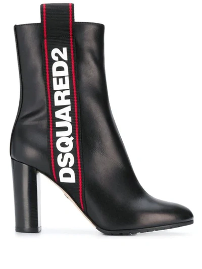 Shop Dsquared2 Logo Tape 90mm Ankle Boots In Black