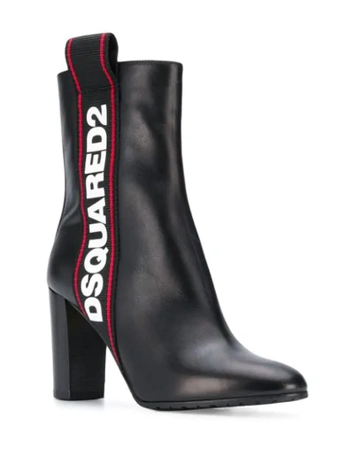 Shop Dsquared2 Logo Tape 90mm Ankle Boots In Black