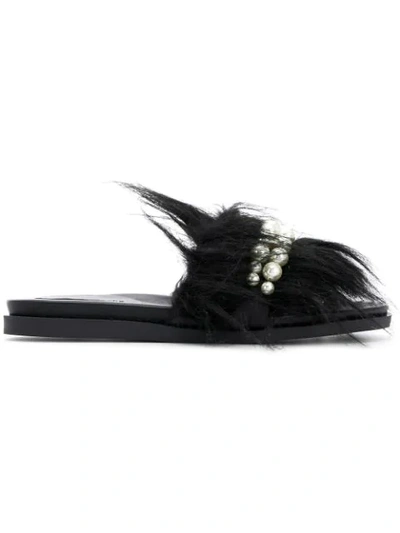 Shop Simone Rocha Embellished Slides In Black