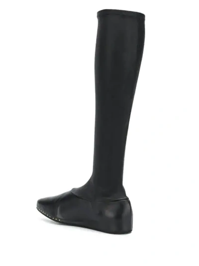 Shop Jil Sander Sock Calf Length Boots In Black