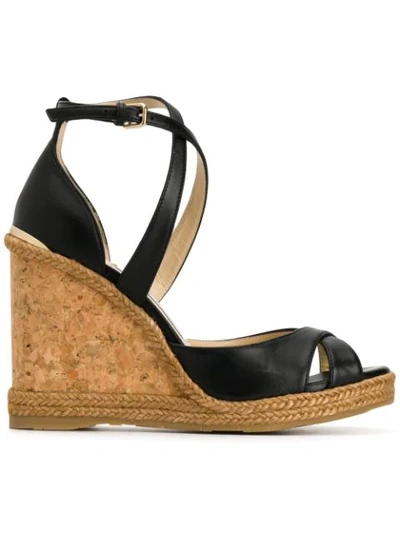 Shop Jimmy Choo Wedge Sandals In Black