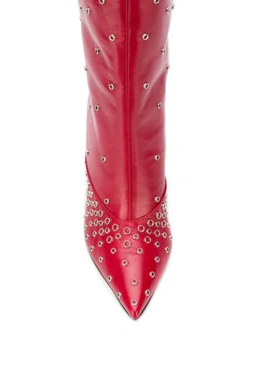 Shop Jimmy Choo Bryndis 100 Studded Boots In Red