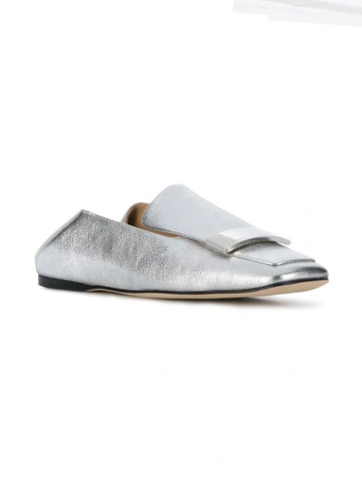 Shop Sergio Rossi Square Toe Loafers - Grey
