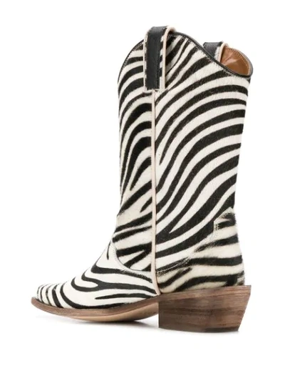 Shop P.a.r.o.s.h Pull-on Zebra Ankle Boots In 801 Fantasia Bianco