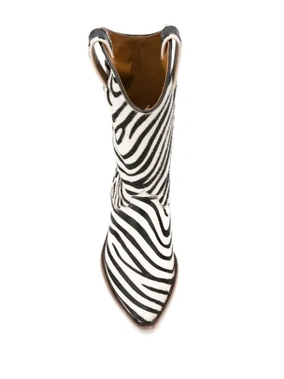 Shop P.a.r.o.s.h Pull-on Zebra Ankle Boots In 801 Fantasia Bianco