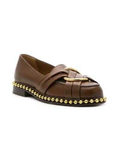 Shop Chloé Strap Detail Loafers In Brown
