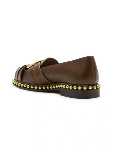 Shop Chloé Strap Detail Loafers In Brown