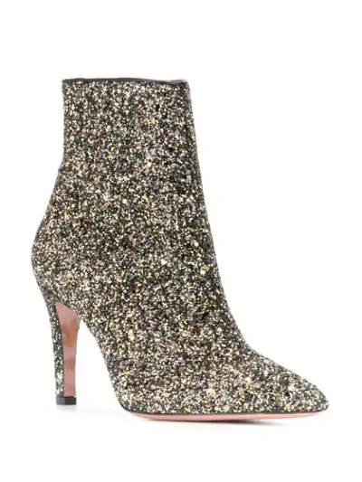 Shop P.a.r.o.s.h Glittered Ankle Boots In Black