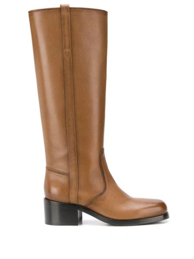 Shop Santoni Knee-length Boots In Brown