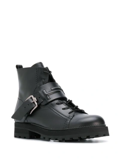 Tod's Ankle Boots In Black Leather With Double T Logo In Black