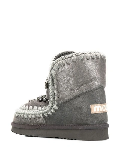 Shop Mou Crystal Embellished Boots In Grey