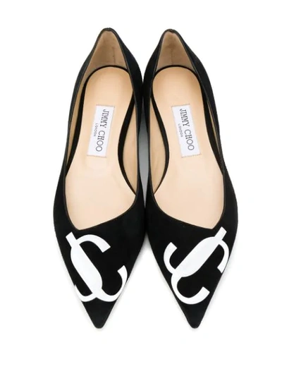 Shop Jimmy Choo Love Jc Flat Pumps In Black