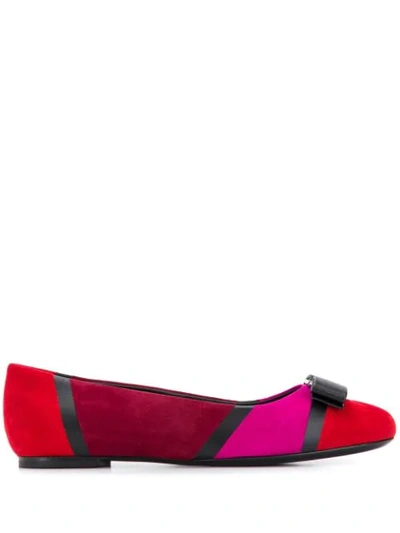 Shop Ferragamo Varina Patchwork Ballerinas In Red