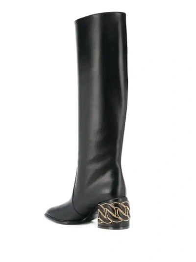 Shop Casadei Block Heel Knee-high Boots In Black