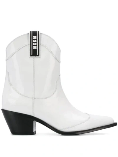 Shop Msgm Pointed-toe Cowboy Boots In White
