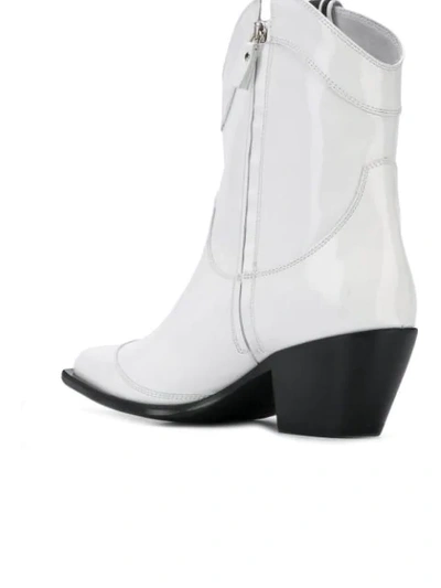 Shop Msgm Pointed-toe Cowboy Boots In White