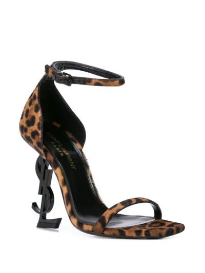 Shop Saint Laurent Opyum Leopard Print Sandals In Brown