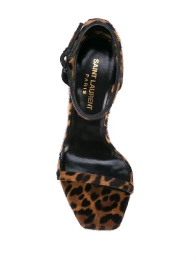 Shop Saint Laurent Opyum Leopard Print Sandals In Brown