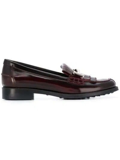 Shop Tod's Double-t Fringed Loafers - Pink