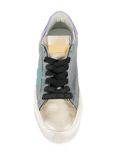 Shop Golden Goose Star Print Sneakers In Silver