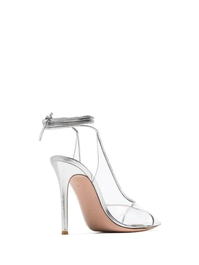 Shop Gianvito Rossi Silver Metallic Denise Leather And Pvc 105 Sandals