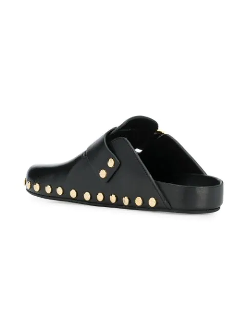 Isabel Marant Mirvin Studded Leather Slippers In Black | ModeSens