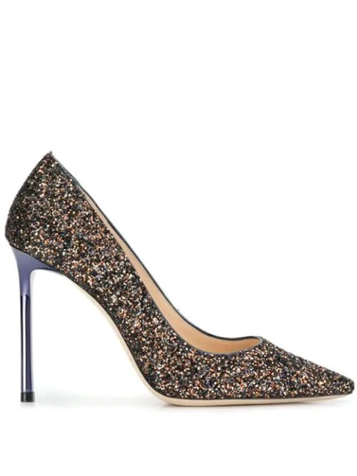 Shop Jimmy Choo Romy 100 Glitter Pumps In Brown