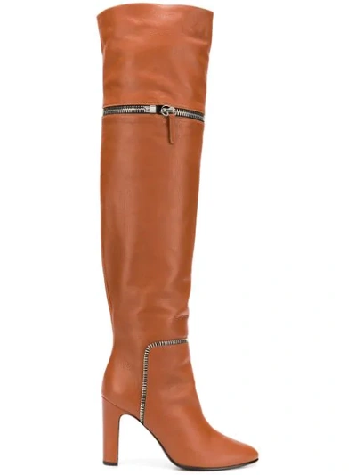 Shop Giuseppe Zanotti Joana Zip-detail Boots In Brown