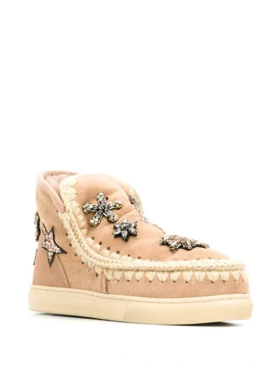 Shop Mou Embellished Cam Eskimo Boots In Pink