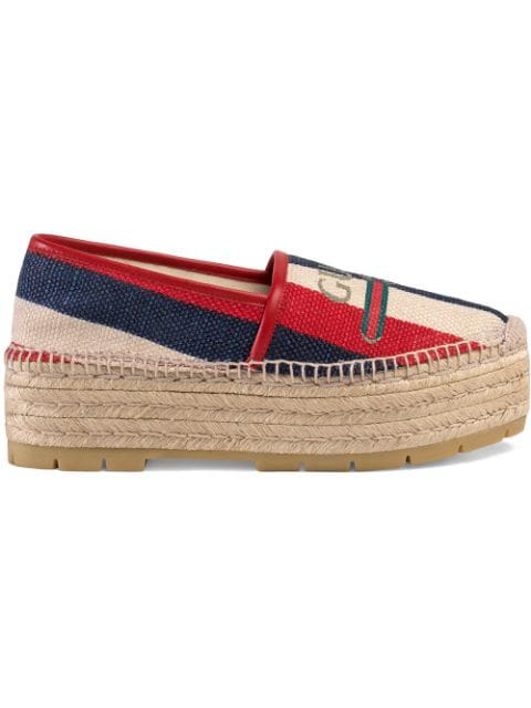 gucci logo sylvie canvas espadrille