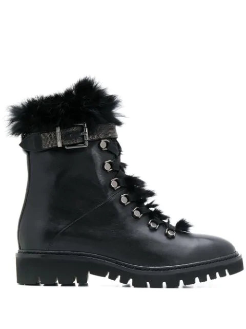 lace up faux fur boots