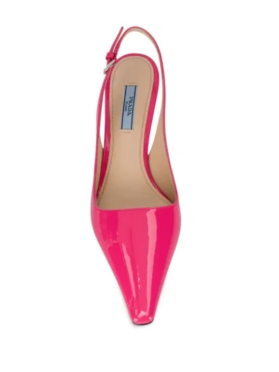 Shop Prada Slingback-pumps Aus Lackleder In F0029 Pink
