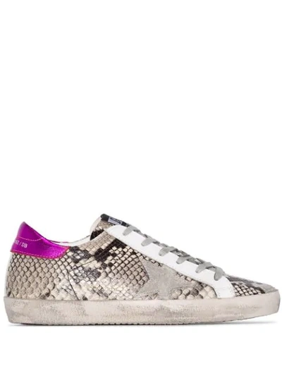 Shop Golden Goose Snake-effect Superstar Sneakers In Neutrals ,pink