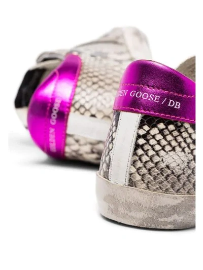 Shop Golden Goose Snake-effect Superstar Sneakers In Neutrals ,pink