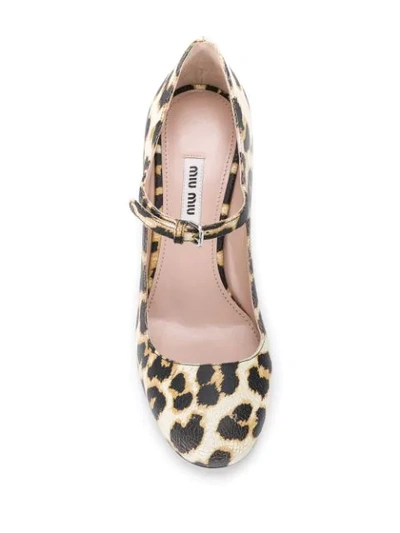 Shop Miu Miu Animal Print Buckle Pumps In Neutrals