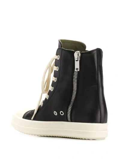 RICK OWENS LARRY LEATHER SNEAKERS - 黑色