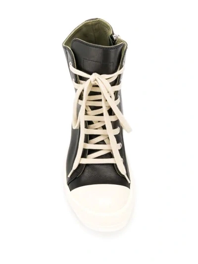 RICK OWENS LARRY LEATHER SNEAKERS - 黑色