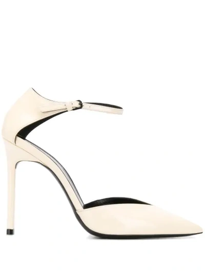 Shop Saint Laurent Pointed Mary Jane Pumps In Neutrals