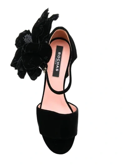 Shop Rochas Floral Appliqué Sandals In Black