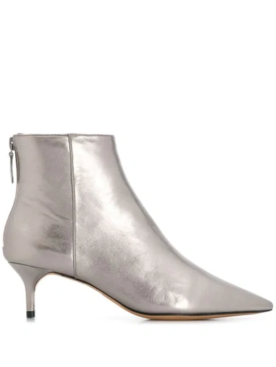 Shop Alexandre Birman Metallic Ankle Boots In Silver